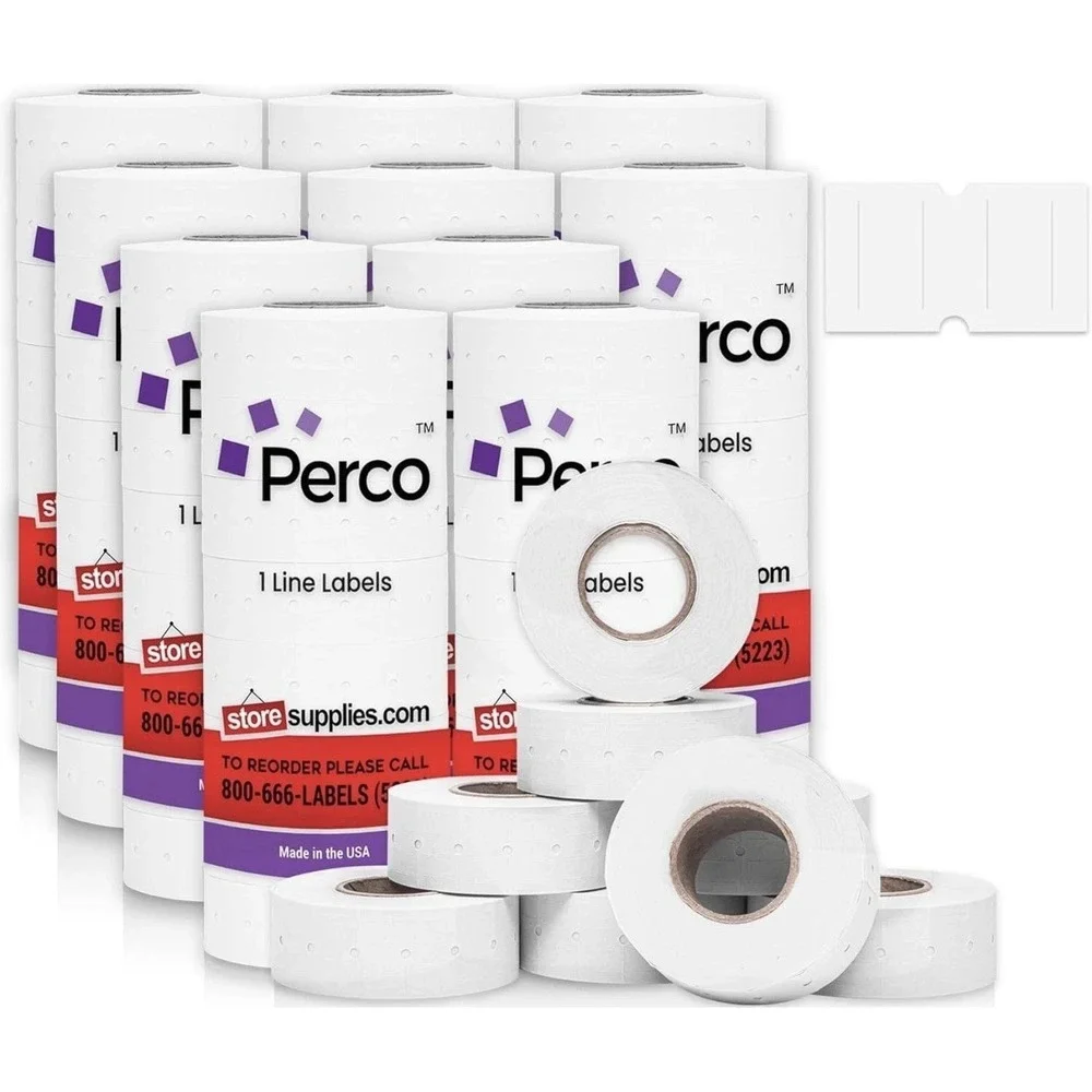 Perco 1 Line White Labels - 10 Sleeves, 8,000 Blank Price Each - 80,000 Total